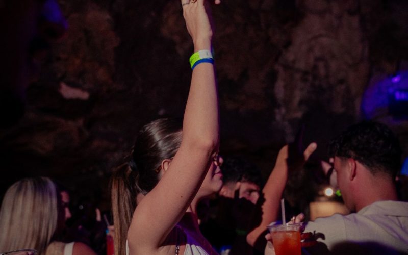 Birthday party group at Imagine Punta Cana, nightclub inside a natural cave